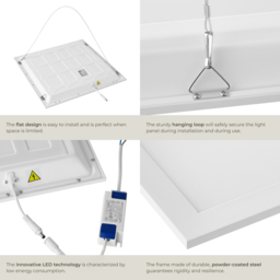 tectake Lucerna 24W 3000K Ultra Slim Warm White LED Panel Light 45 x 45cm - Size: 3.4 x 45 x 45cm - Wilko - thumbnail 5