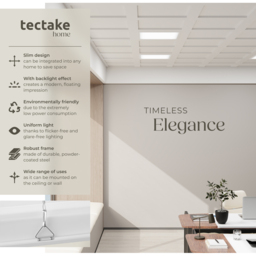 tectake Lucerna 24W 3000K Ultra Slim Warm White LED Panel Light 45 x 45cm - Size: 3.4 x 45 x 45cm - Wilko - thumbnail 7