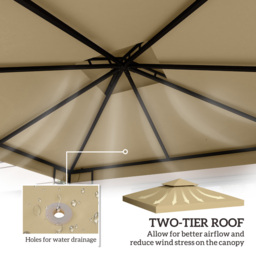 Outsunny 3 x 3m 2-Tier Deep Beige Gazebo Canopy Replacement Cover - Cream - Wilko - thumbnail 5