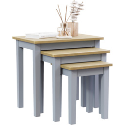 Vida Designs Yorkshire Oak and Grey Nest of Tables Set of 3 - Wilko - thumbnail 3