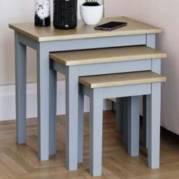VIDA DESIGNS Yorkshire Oak and Grey Nest of Tables Set of 3 - Wilko