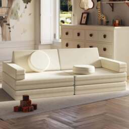 tectake Lilly Beige 8 Piece Thick Padding Kids Sofa - Size: 45 x 120 x 60cm - Cream - Wilko