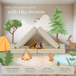 tectake Lilly Beige 8 Piece Thick Padding Kids Sofa - Size: 45 x 120 x 60cm - Cream - Wilko - thumbnail 5