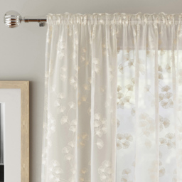 Tyrone Textiles Delila Cream Trail Leaf Print Sheer Voile Panel Curtain 140 x 137cm - Size: 137 x 140 x 1cm - Wilko - thumbnail 4