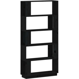 vidaXL 5 Shelf Black Solid Pine Wood Bookcase - Size: 163.5 x 80 x 25cm - Wilko - thumbnail 3