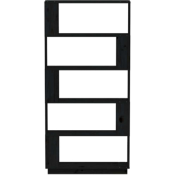 vidaXL 5 Shelf Black Solid Pine Wood Bookcase - Size: 163.5 x 80 x 25cm - Wilko - thumbnail 4