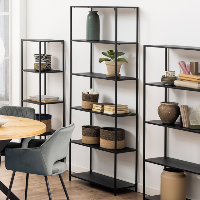 Florence Newcastle 5 Shelf Matt Black Tall Bookcase - Furniture To Go - Wilko - image 1