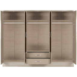 Seconique Nevada 6 Door 2 Drawer Oyster and Light Oak Wardrobe - Size: 6 Door, 2 Drawer - Brown - Wilko - thumbnail 5