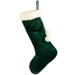 Samuel Alexander Green Christmas Stocking with White Cuff and Pom Poms 60cm - Size: 60 x 23 x 23cm - Wilko - thumbnail 1