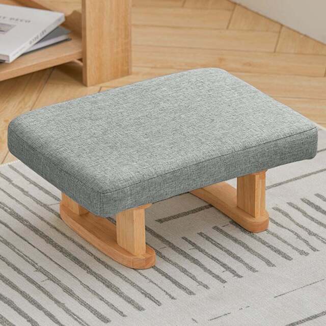 Living and Home Grey Padded Rocking Wooden Footstool - Size: 17 x 41 x 30cm - Wilko - image 1