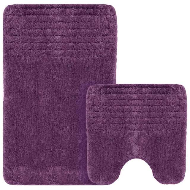 Velosso Linear Purple Bath Mat Set - Size: 50 x 80 x 1cm - Wilko - image 1
