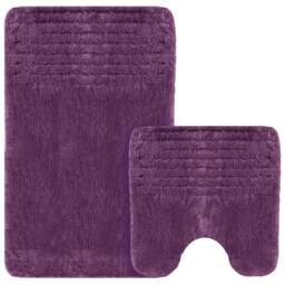 Velosso Linear Purple Bath Mat Set - Size: 50 x 80 x 1cm - Wilko