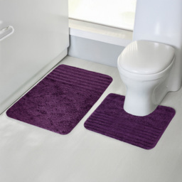 Velosso Linear Purple Bath Mat Set - Size: 50 x 80 x 1cm - Wilko - thumbnail 3