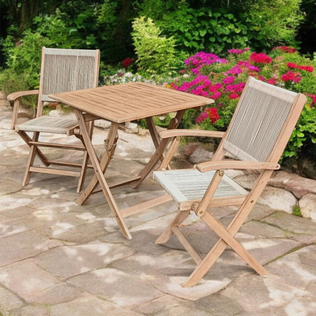 Royalcraft London 2 Seater Square Foldable Rope Bistro Set - Brown - Wilko - image 1