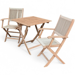 Royalcraft London 2 Seater Square Foldable Rope Bistro Set - Brown - Wilko - thumbnail 3