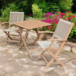 Royalcraft London 2 Seater Square Foldable Rope Bistro Set - Brown - Wilko - thumbnail 1