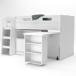 Kudl White Mid Sleeper with Desk Cupboard - Size: Single - Wilko - thumbnail 3