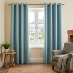 Taylor Blackout Eyelet Curtains - Duck Egg/137cm/168cm - Size: W 66 x D 54cm - My - Wilko - thumbnail 4