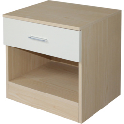 Brooklyn Single Drawer Oak and Cream High Gloss Bedside Table - Wilko - thumbnail 4