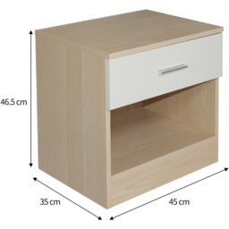 Brooklyn Single Drawer Oak and Cream High Gloss Bedside Table - Wilko - thumbnail 7
