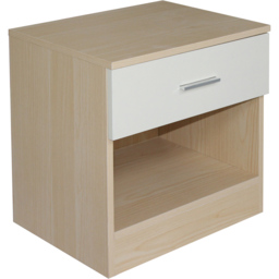 Brooklyn Single Drawer Oak and Cream High Gloss Bedside Table - Wilko - thumbnail 3