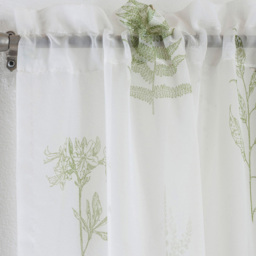 Tyrone Textiles Bracken Green Wild Leaf Print Rod Pocket Voile Panel Curtains 140 x 122cm - Size: W 140 x D 122cm - Wilko - thumbnail 3