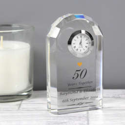 Personalised Memento Personalised Golden Anniversary Crystal Clock - Size: 0.6 x 1 x 0.3cm - Clear - Wilko - thumbnail 3