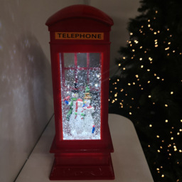 Samuel Alexander Telephone Box with Snowman Scene Water Spinner Christmas Decoration 26.5cm - Size: 26 x 20 x 20cm - Red - Wilko - thumbnail 6