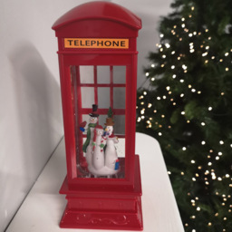 Samuel Alexander Telephone Box with Snowman Scene Water Spinner Christmas Decoration 26.5cm - Size: 26 x 20 x 20cm - Red - Wilko - thumbnail 3