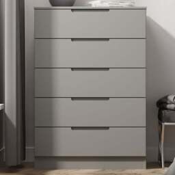Crowndale Milan 5 Drawer Dusk Grey Chest of Drawers Ready Assembled - Wilko - thumbnail 1