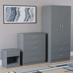 VIDA DESIGNS Riano Grey 3 Piece Bedroom Furniture Set - Wilko
