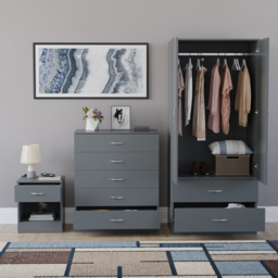 Vida Designs Riano Grey 3 Piece Bedroom Furniture Set - Wilko - thumbnail 4