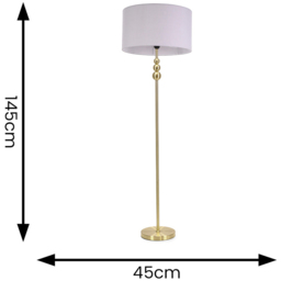 ValueLights Marissa Grey Shade Gold Ball LED Floor Lamp - Size: 145 x 45 x 45cm - Wilko - thumbnail 7