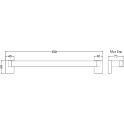 nuie Heating Accessories Chrome Magnetic Towel Rail - Size: 0.6 x 4.5 x 0.7cm - Silver - Wilko - thumbnail 4
