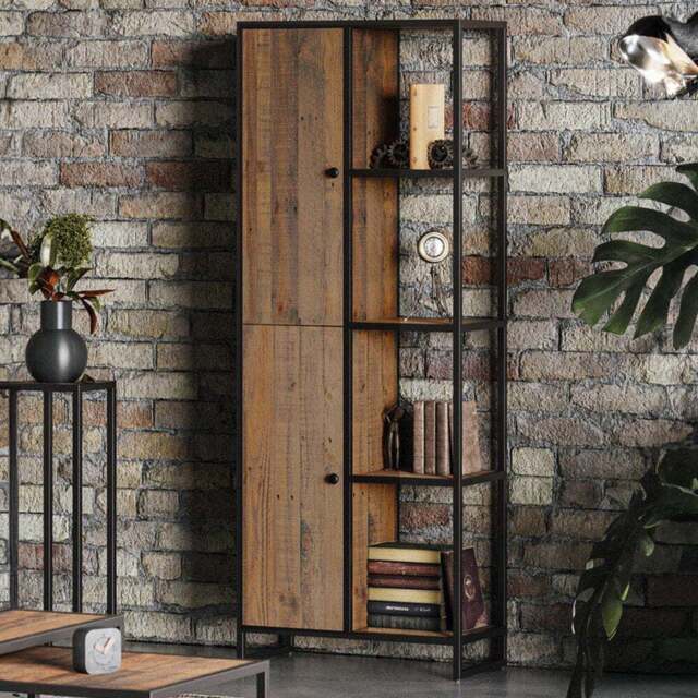 Baumhaus Ooki 2 Door 4 Shelf Tall Bookcase - Brown - Wilko - image 1