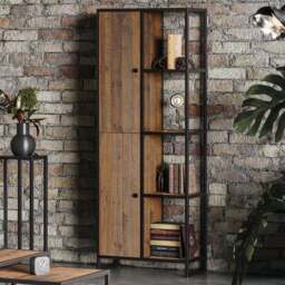 Baumhaus Ooki 2 Door 4 Shelf Tall Bookcase - Brown - Wilko - thumbnail 1