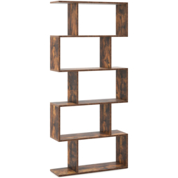 Costway 5 Shelf Brown S Shaped Bookcase - Size: 6 Shelf - Wilko - thumbnail 3
