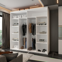Sliding Wardrobes 4U Chelsea 2 Door White and Black Wide Central Curved Mirrored Wardrobe 203cm - Wilko - thumbnail 5