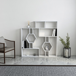Decorotika Tamara White Geometric Unique Bookshelf - Size: 134 x 134 x 22cm - Wilko - thumbnail 5