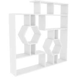 Decorotika Tamara White Geometric Unique Bookshelf - Size: 134 x 134 x 22cm - Wilko - thumbnail 4