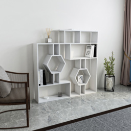 Decorotika Tamara White Geometric Unique Bookshelf - Size: 134 x 134 x 22cm - Wilko - thumbnail 7