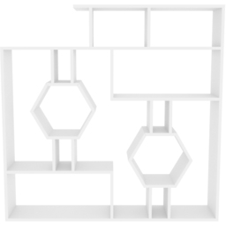 Decorotika Tamara White Geometric Unique Bookshelf - Size: 134 x 134 x 22cm - Wilko - thumbnail 3