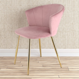 Ella Dining Accent Chair Velvet Upholstery - Pink - Size: 75 x 56 x 60cm - Genesis - Wilko