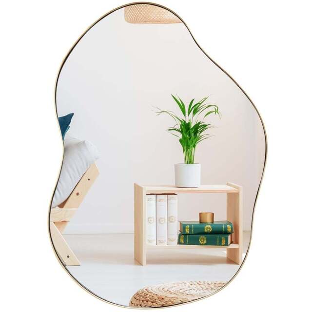 Costway Black Asymmetrical Irregular Wall Mirror 78 x 56cm - Gold - Wilko - image 1