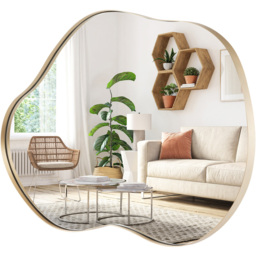 Costway Black Asymmetrical Irregular Wall Mirror 78 x 56cm - Gold - Wilko - thumbnail 4