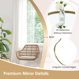 Costway Black Asymmetrical Irregular Wall Mirror 78 x 56cm - Gold - Wilko - thumbnail 7