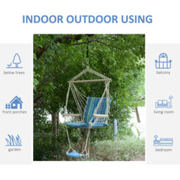 Outsunny Outdoor Rope Hanging Swing Chair with Footrest and Armrest - Size: 1 Seater - Blue - Wilko - thumbnail 6