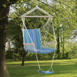 Outsunny Outdoor Rope Hanging Swing Chair with Footrest and Armrest - Size: 1 Seater - Blue - Wilko - thumbnail 1