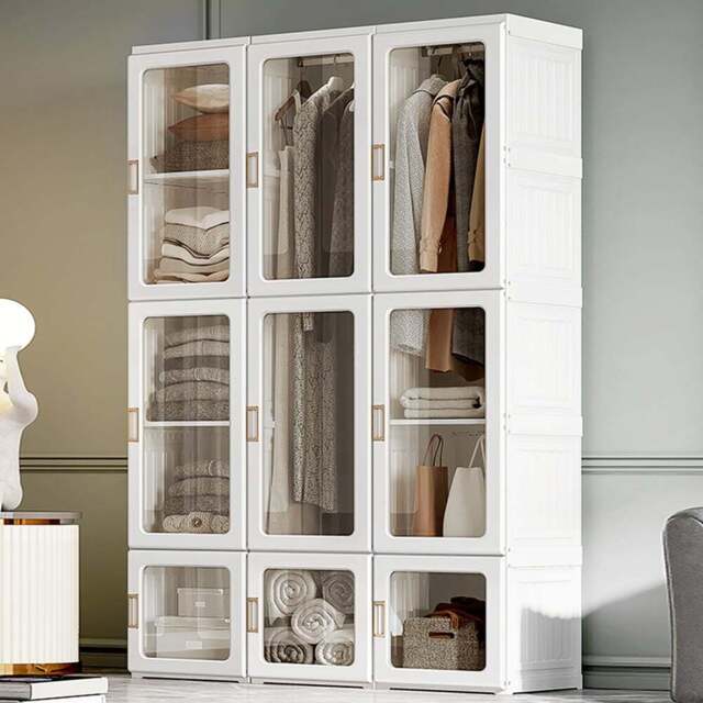 Portland 9 Door White Portable Wardrobe Hanging Rods - Wilko - image 1