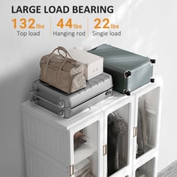 Portland 9 Door White Portable Wardrobe Hanging Rods - Wilko - thumbnail 7